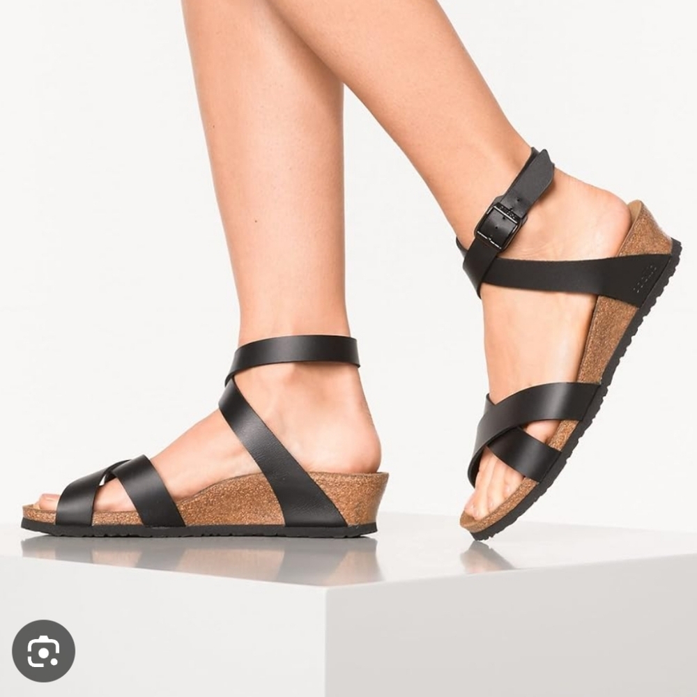 Papillio By Birkenstock Ankle Strap Black Leather Sandals